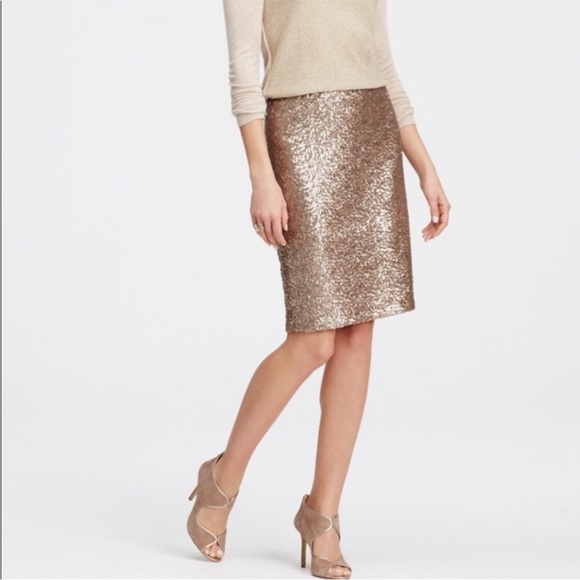 Ann Taylor Gold Sequin Pencil Skirt NWOT - Picture 1 of 8